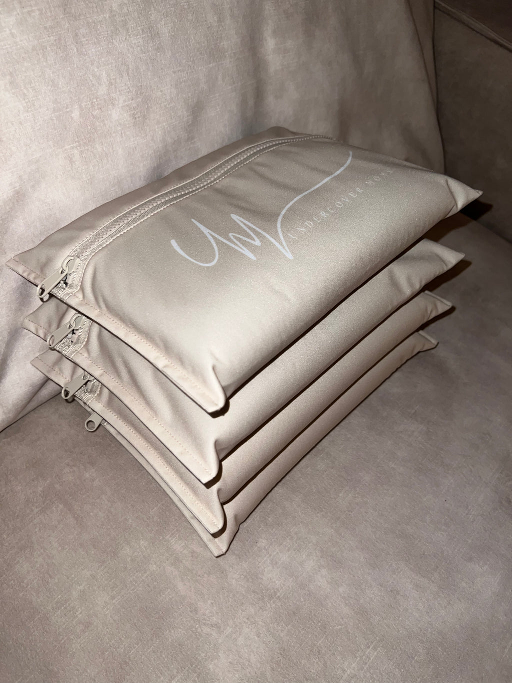 Wet Bag Branded Zip Storage Pouch In Perla - 3 Pack Bundle Deal