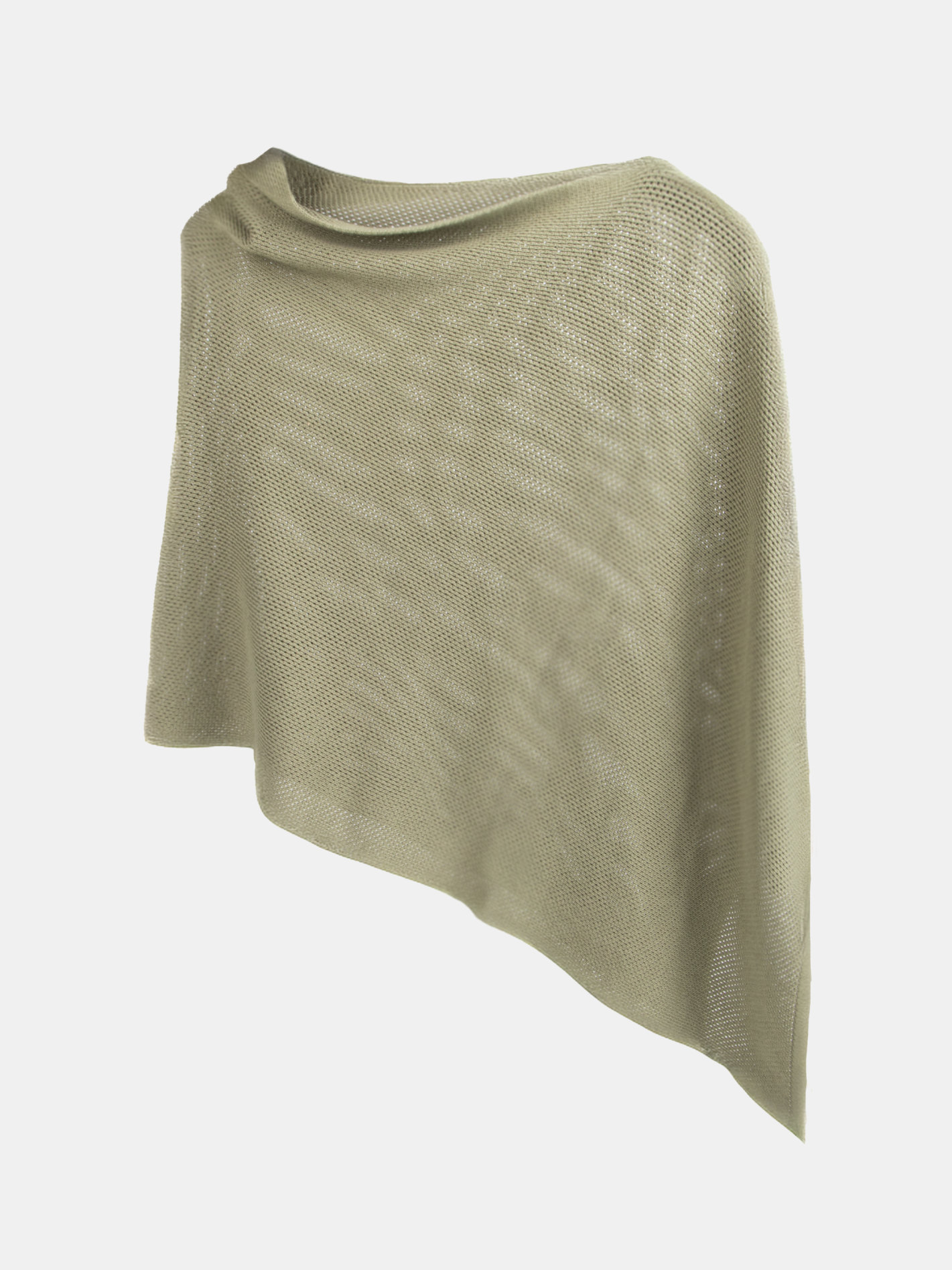 Light grey knitted poncho on a white background designed for breastfeeding/nursing in public.