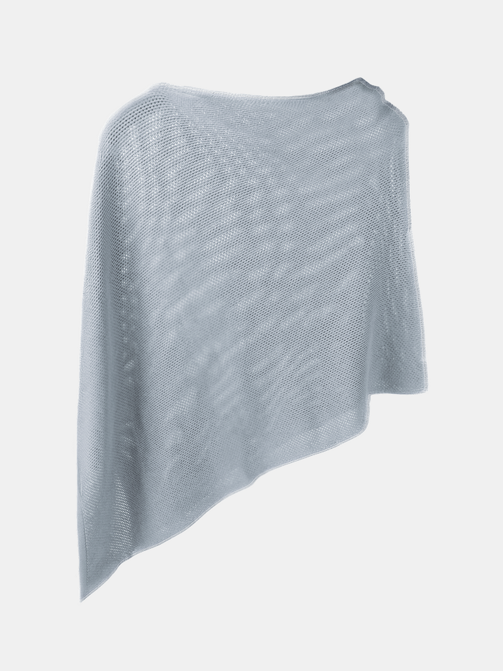 Light grey knitted poncho on a white background