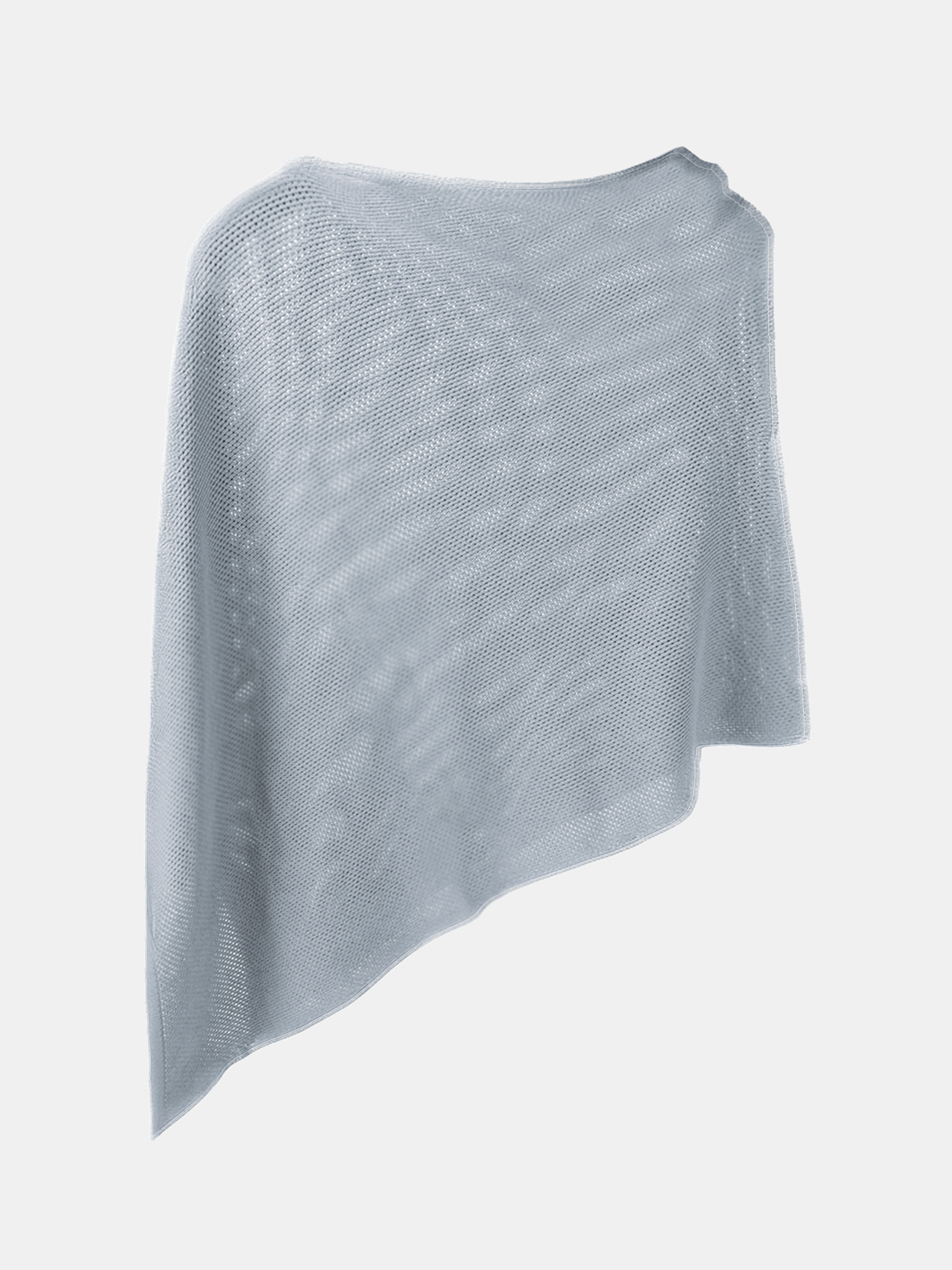 Light grey knitted poncho on a white background