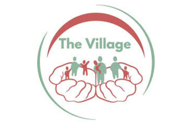 Logo of 'The Village' with people and a circle on a white background